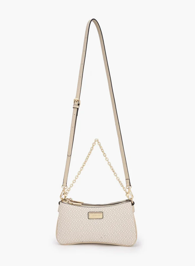 Celeste Monogram Print Crossbody Bag With Zip Closure